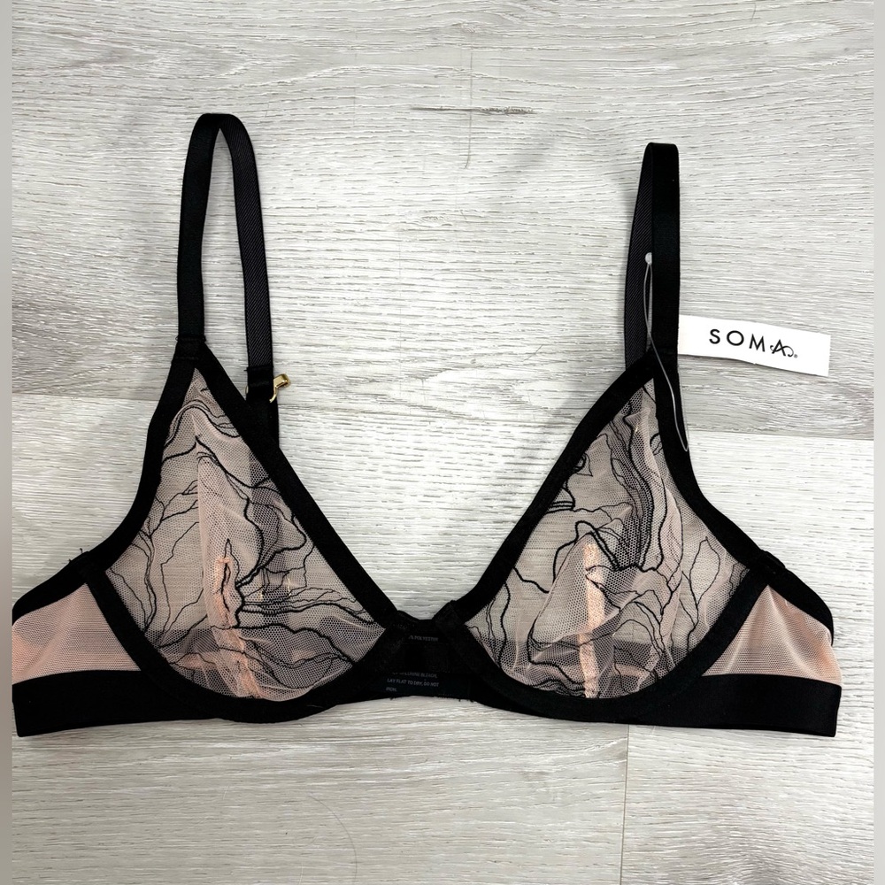 Soma Embroidered Unlined Plunge Bra | NWT